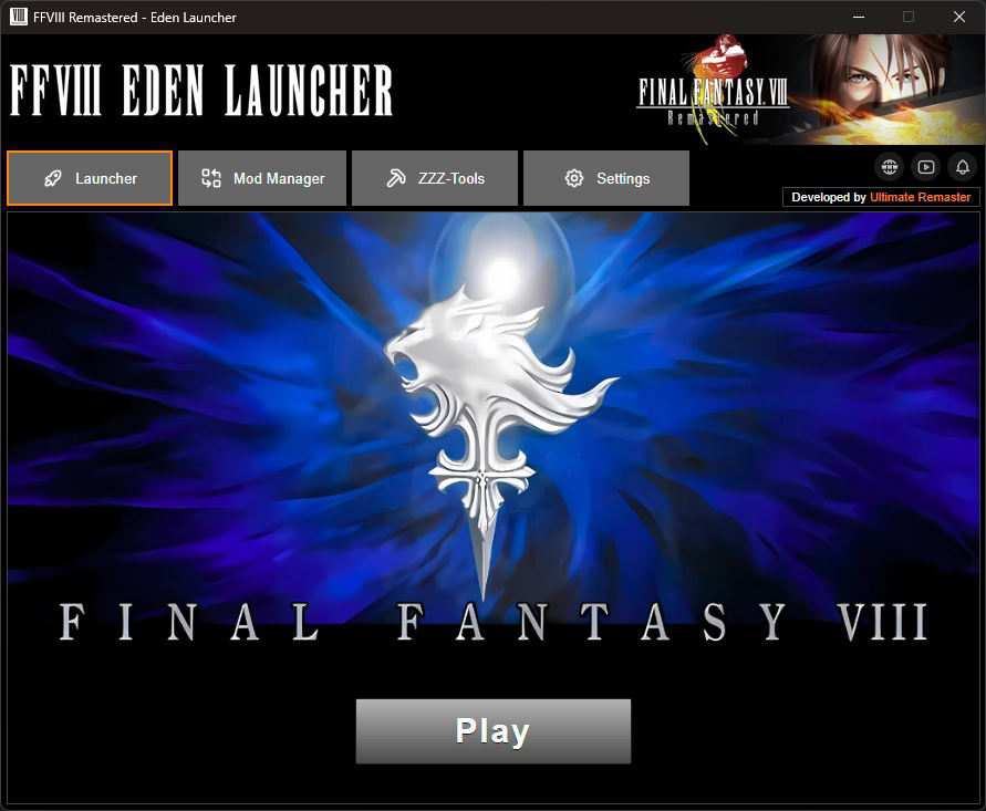 Screenshot of Eden Launcher main screen.